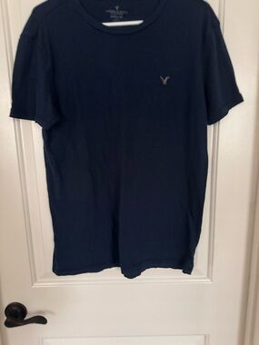 American Eagle Outfitters Men's Short Sleeve T-Shirt Seriously Soft Navy Medium